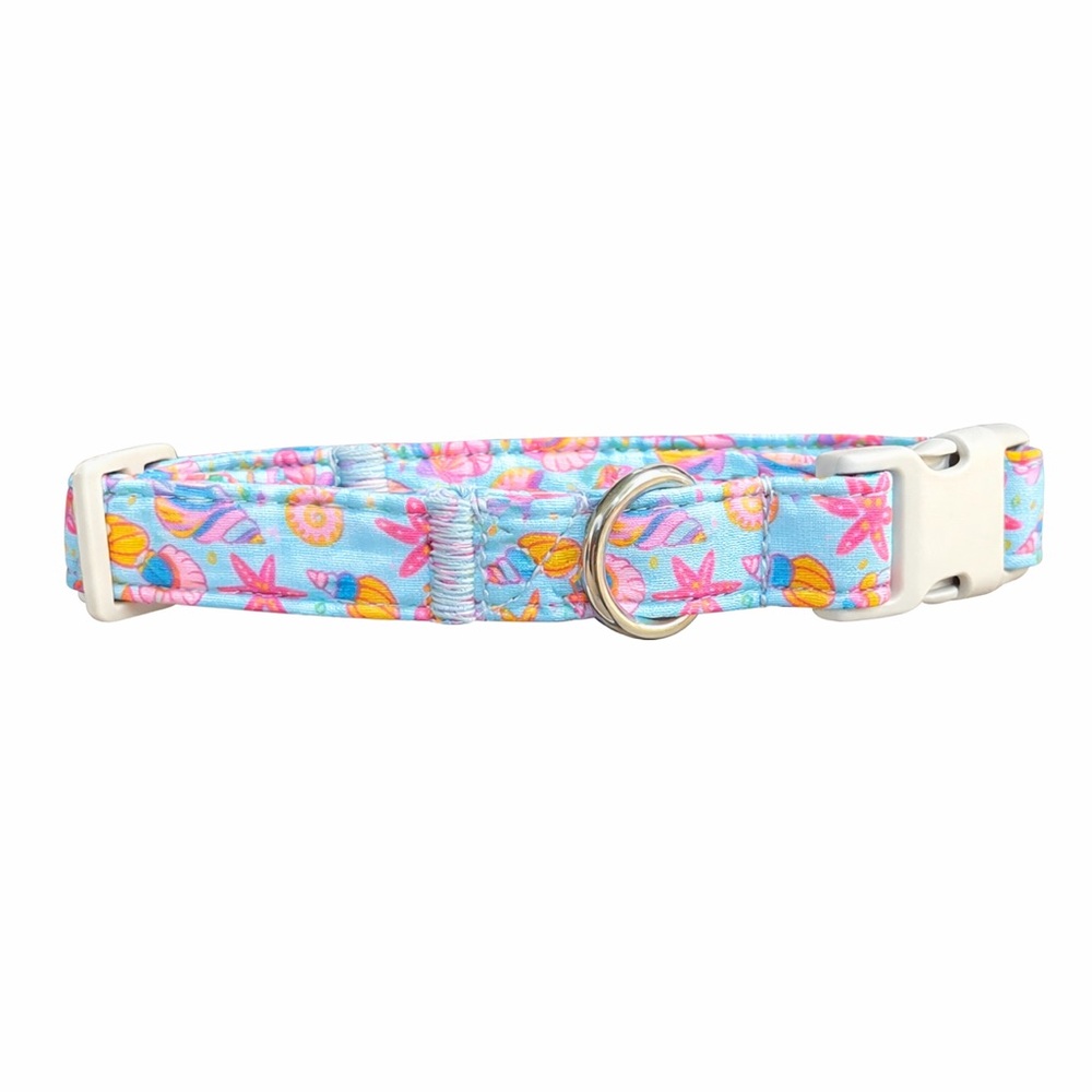 Light Blue Floral Seashell Dog Collar NEW